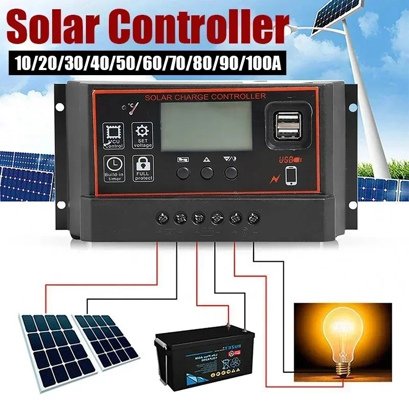 12V/24V10A-100A LCD Display Du – обзор и цена Pwm Charge Controller